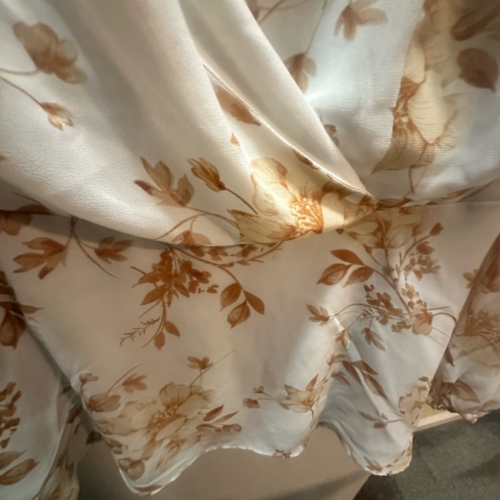 City Chic Floral Wrap Blouse - Cream and Brown - Picture 5 of 6